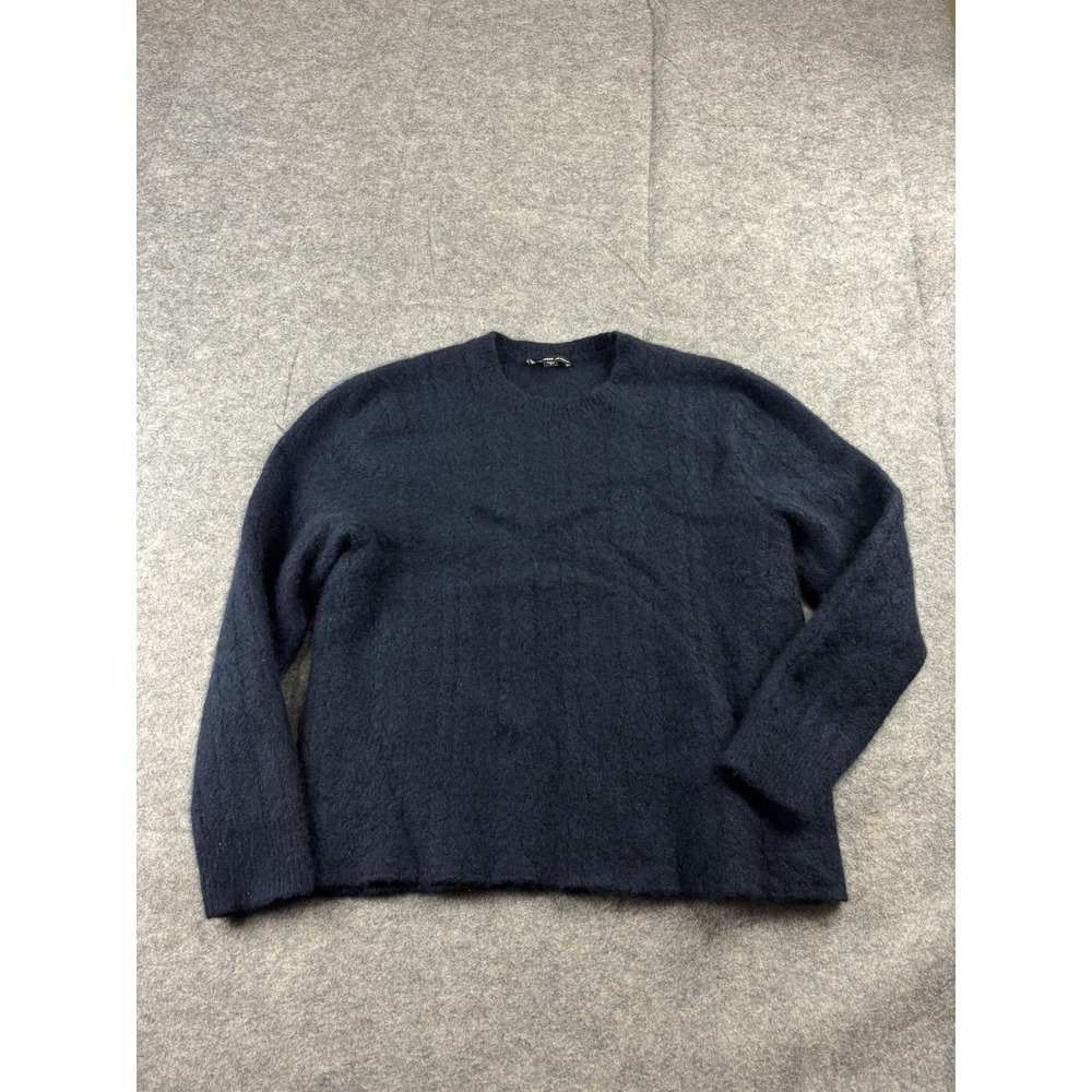 JAMES PERSE 100% Cashmere Crew Neck Sweater Navy Blue Cable Knit Women 1 Capsule